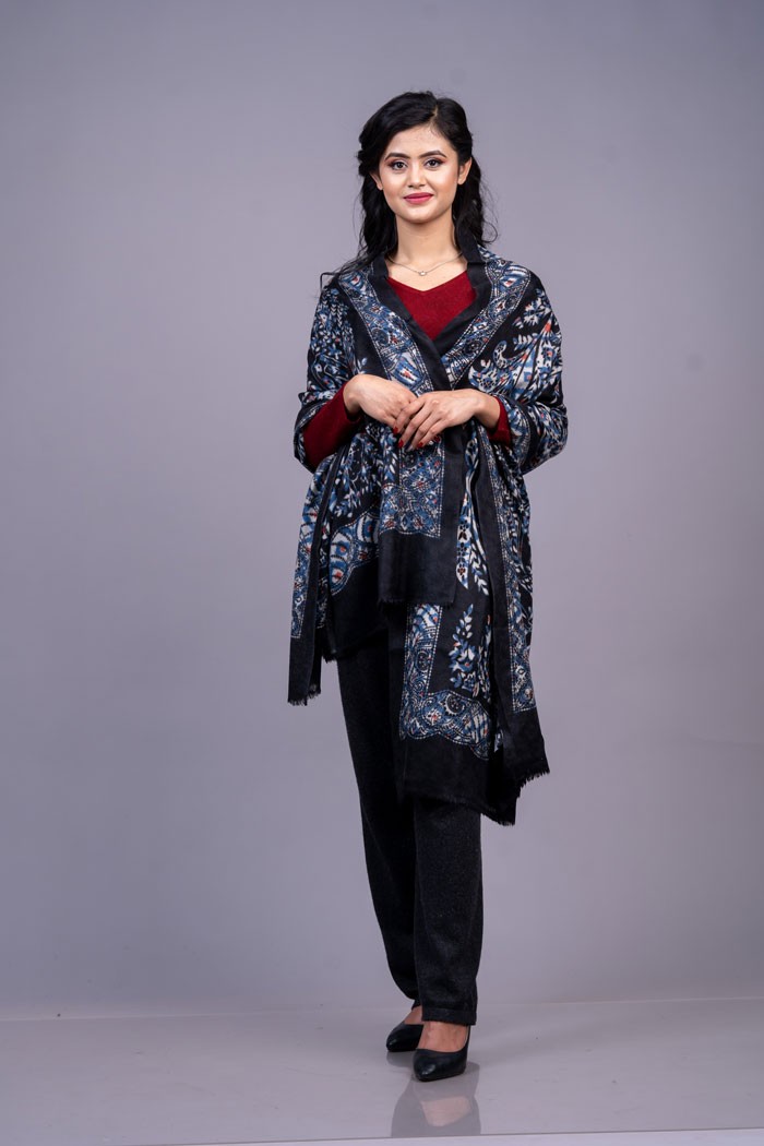 100% Pure Cashmere Printed Stole 28"×80"