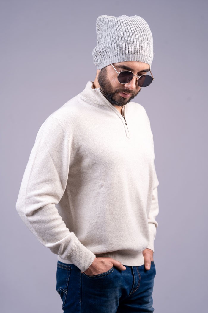 100% Cashmere Men's Striped Cap