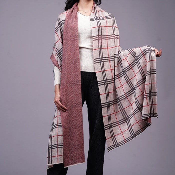 100% Pure Cashmere Printed Shawl 28"×80"