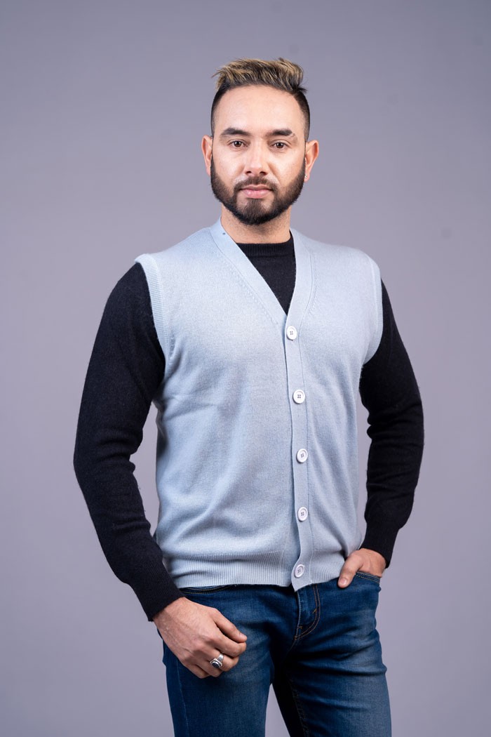 100% Pure Cashmere Gents Half Cardigan